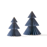 Pleated Paper Christmas Trees, Small Set of 2, Dusty Blue