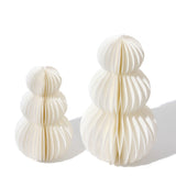 Pleated Paper Snowmen, Small Set of 2, Ivory