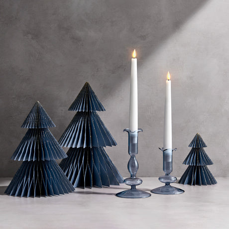 Pleated Paper Christmas Trees, Large Set of 2, Dusty Blue