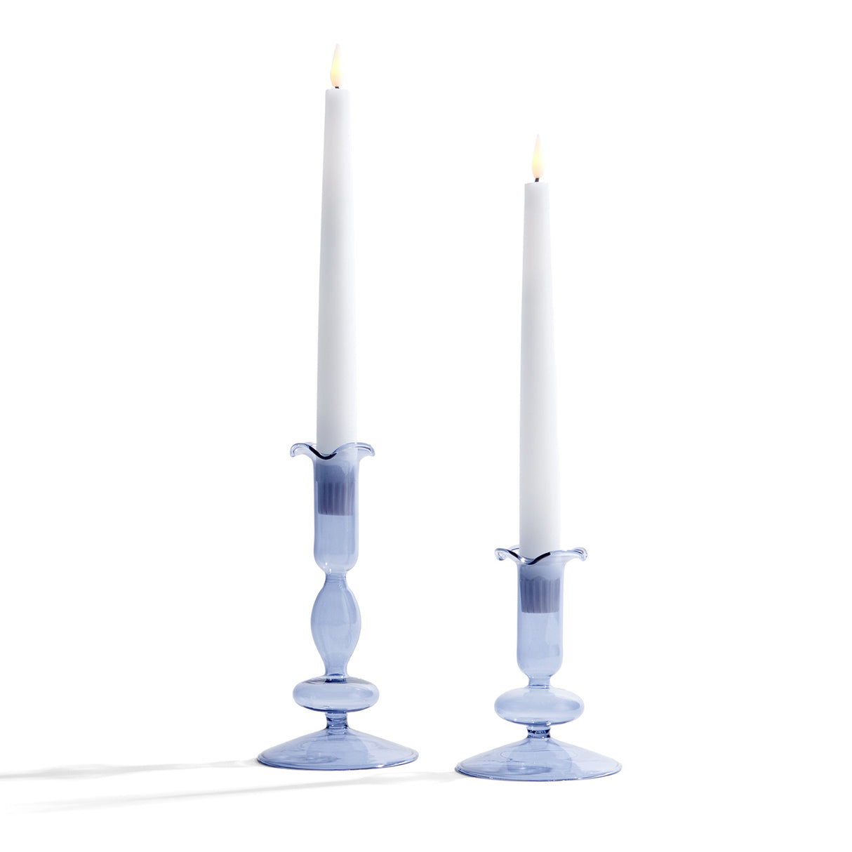 Lily Glass Candle Holders, Dusty Blue, Set of 2