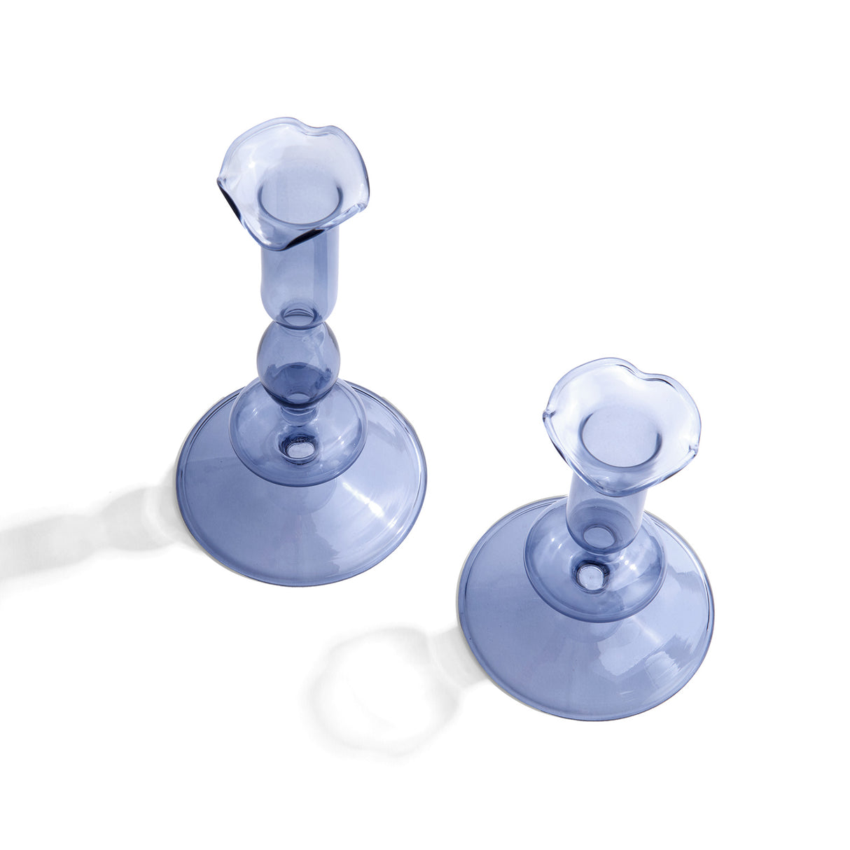 Lily Glass Candle Holders, Dusty Blue, Set of 2