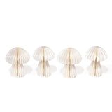 Pleated Paper Mushrooms, Small Set of 4, Ivory