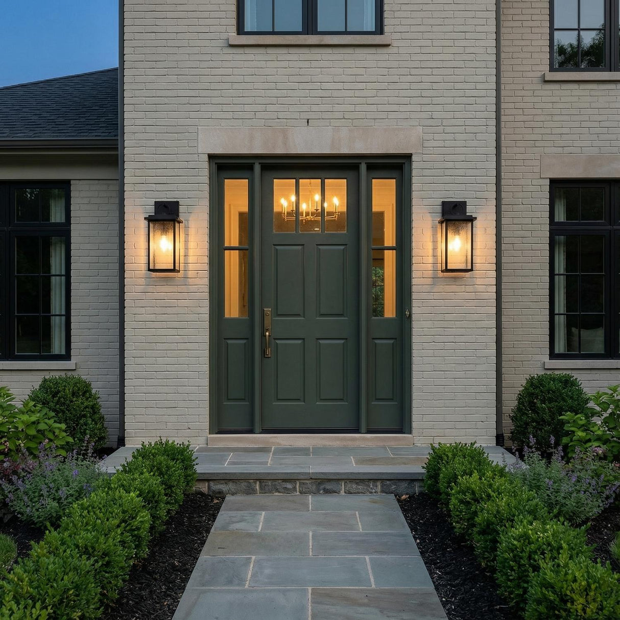 Paterson Outdoor Wall Light, Large 18", Black and Seeded Glass