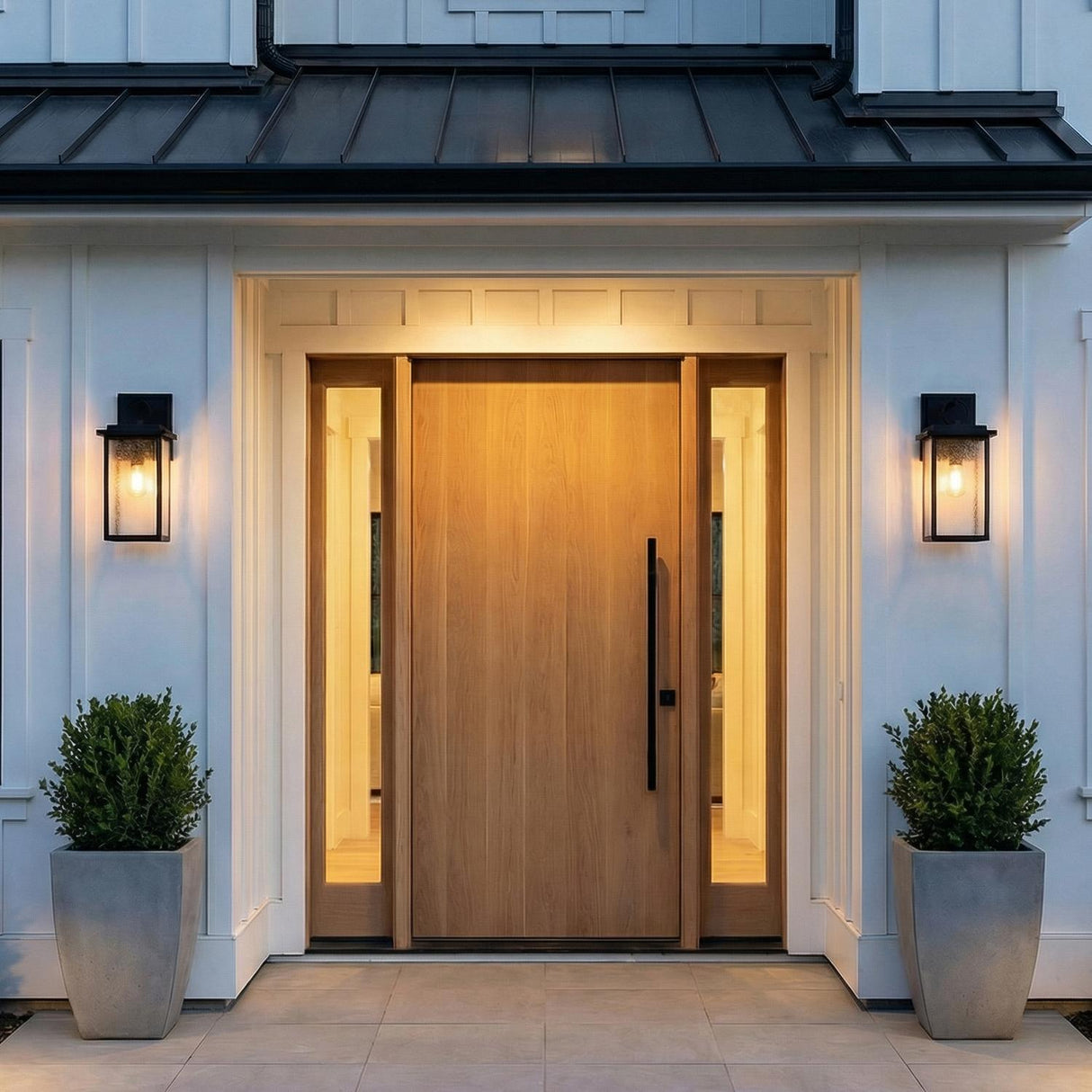 Paterson Outdoor Wall Light, Large 18", Black and Seeded Glass