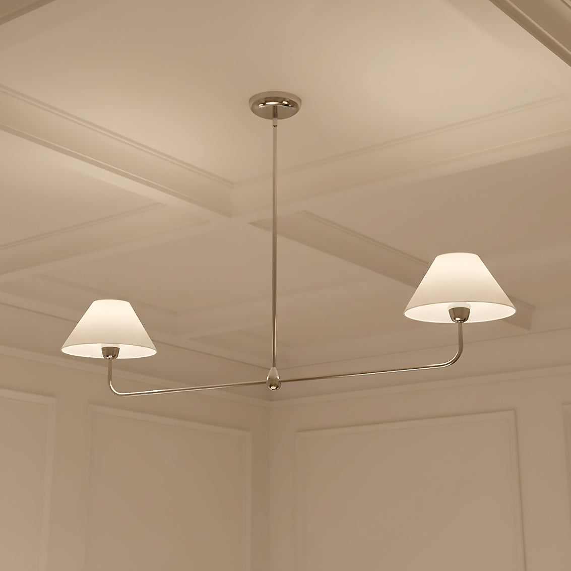 Holden 2 Shade Linear Pendant 57" for Modern home with White Walls