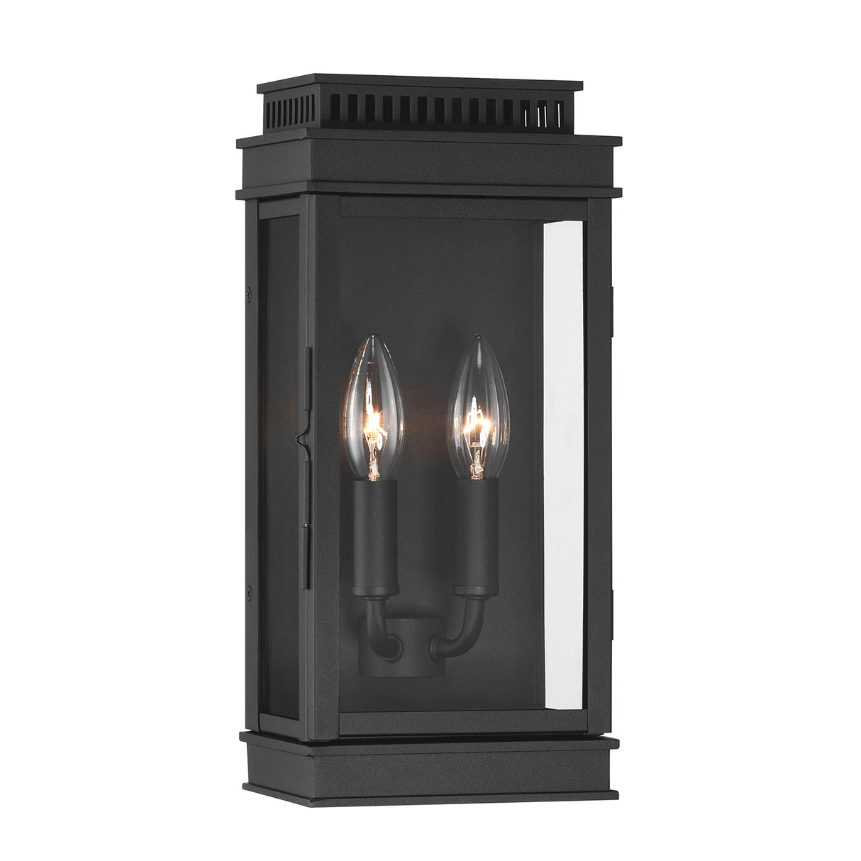 Brighton Outdoor 14" Wall Light, Black and Clear Glass with Black Sleeves shown