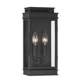 Brighton Outdoor 14" Wall Light, Black and Clear Glass with Black Sleeves shown