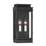 Brighton Outdoor 14" Wall Light, Black and Clear Glass with Cream Sleeves shown