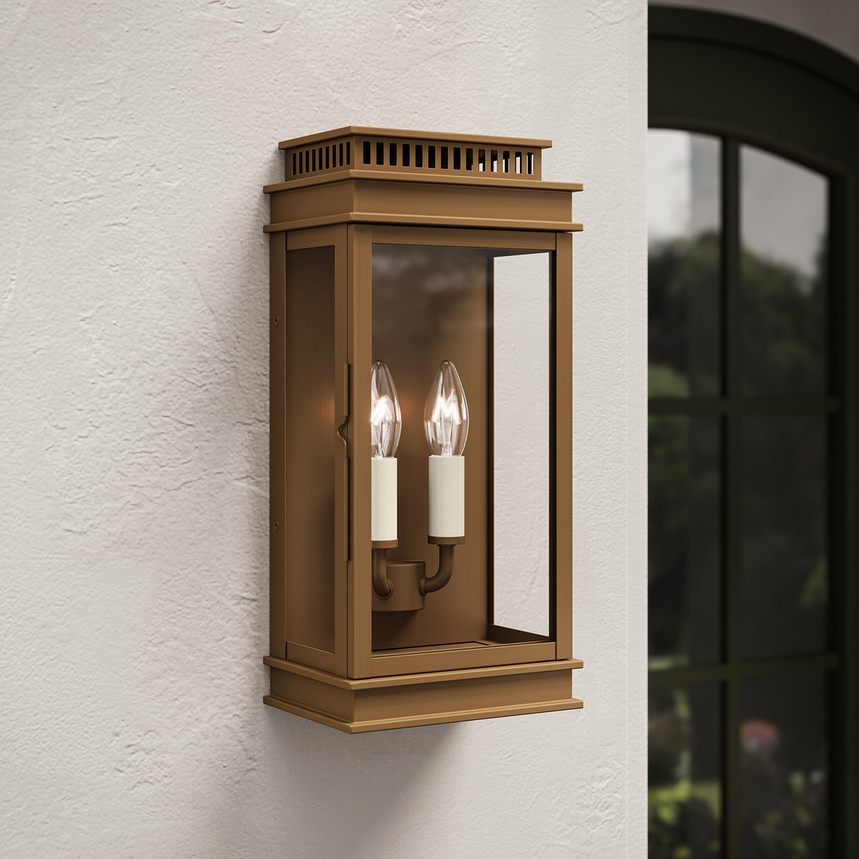 Brighton Outdoor Wall Light, Burnished Brass