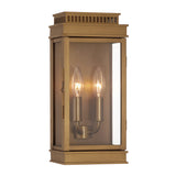 Brighton Outdoor 14" Wall Light, Burnished Brass and Clear Glass with Brass Sleeves