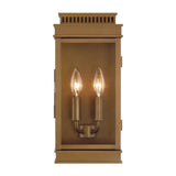 Brighton Outdoor 14" Wall Light, Burnished Brass and Clear Glass with Brass Sleeves, front view