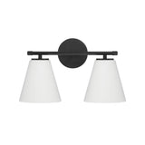 Carlisle 2 Light Vanity Wall Light, Matte Black with Opal Glass