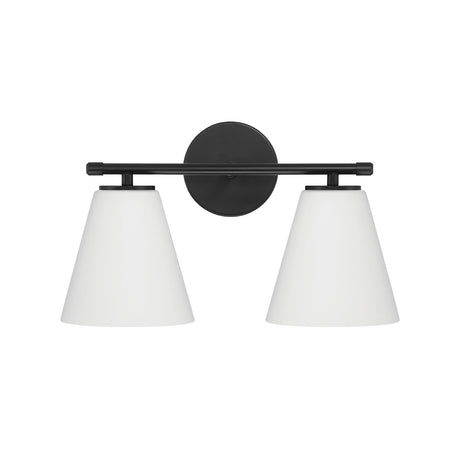 Carlisle 2 Light Vanity Wall Light, Matte Black with Opal Glass