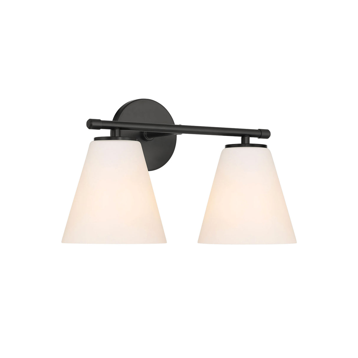 Carlisle 2 Light Vanity Wall Light, Matte Black with Opal Glass