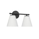 Carlisle 2 Light Vanity Wall Light, Matte Black with Opal Glass