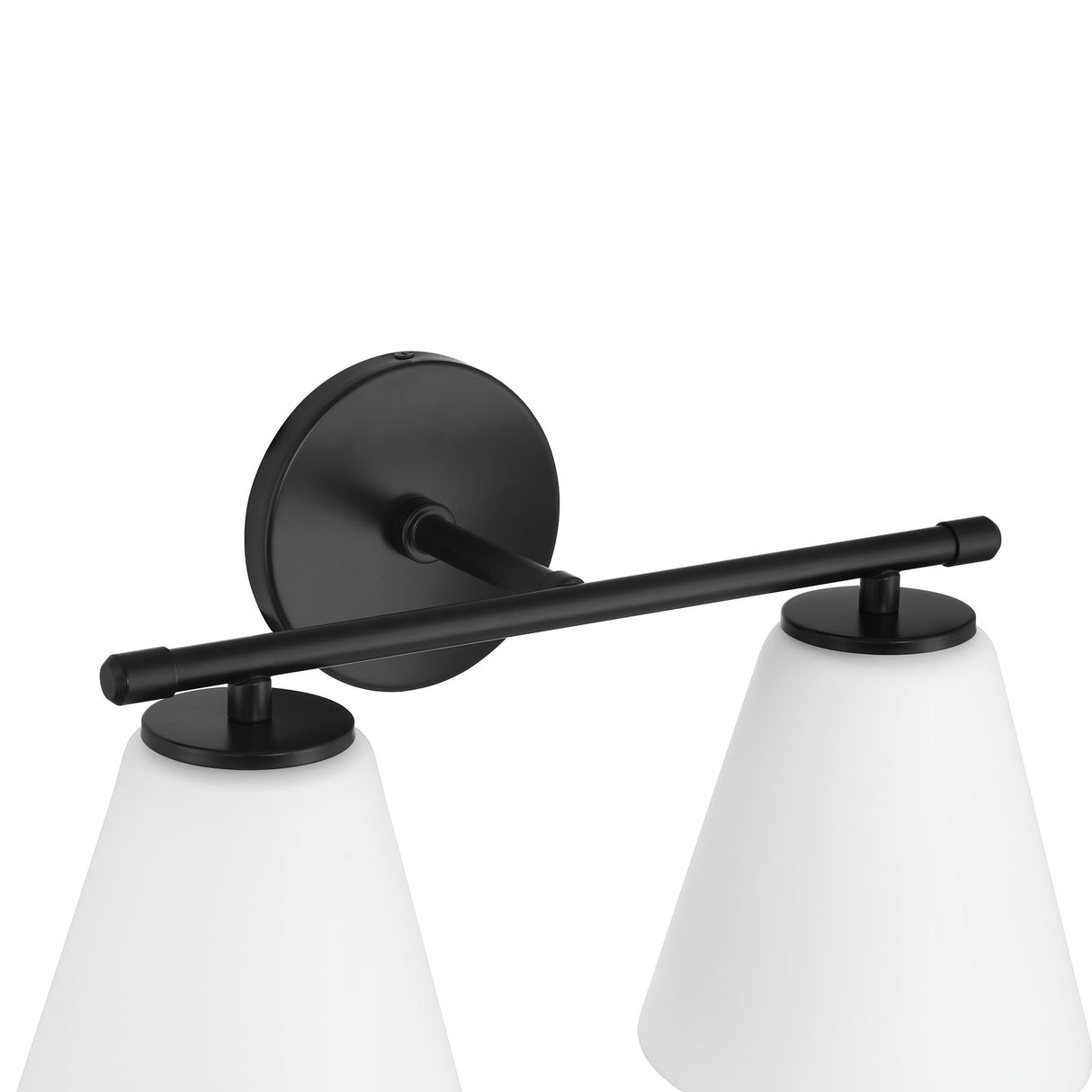 Carlisle 2 Light Vanity Wall Light, Matte Black with Opal Glass