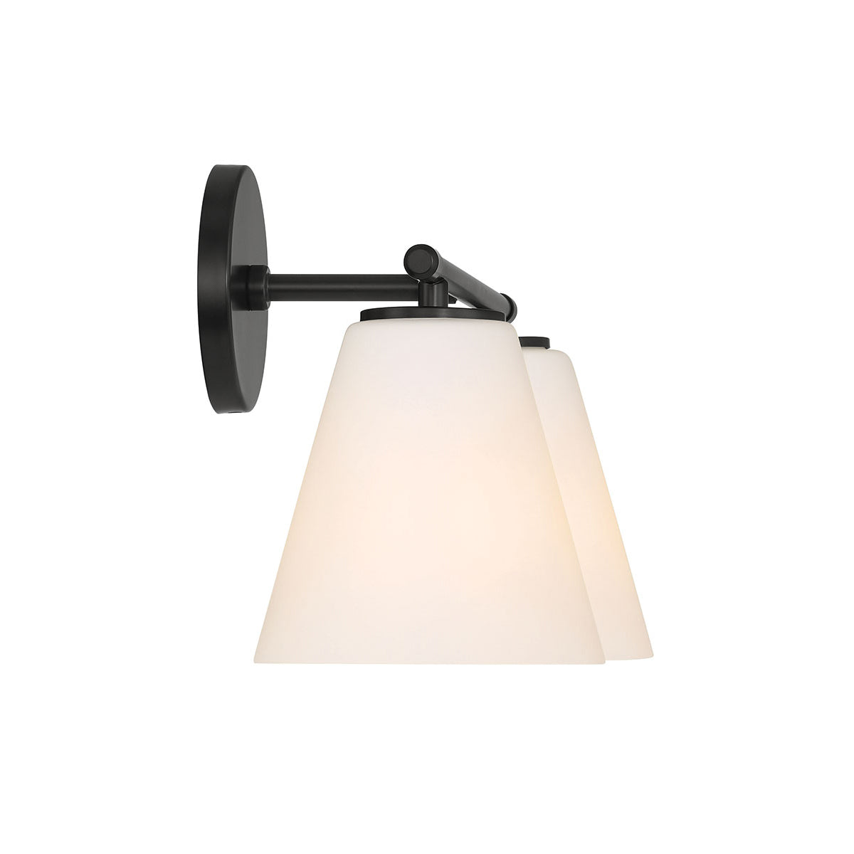 Carlisle 2 Light Vanity Wall Light, Matte Black with Opal Glass