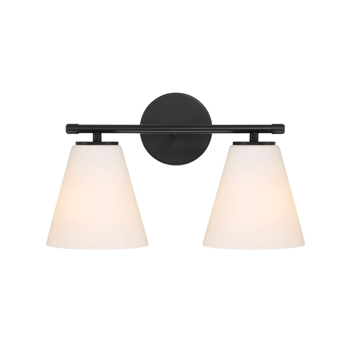 Carlisle 2 Light Vanity Wall Light, Matte Black with Opal Glass