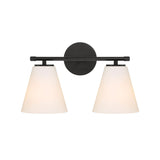 Carlisle 2 Light Vanity Wall Light, Matte Black with Opal Glass