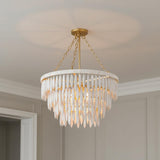 Willa Chandelier 24", White-Washed Wood and Aged Brass