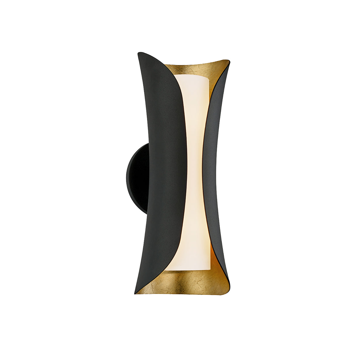 Rhys Wall Sconce, Matte Black and Gold Leaf