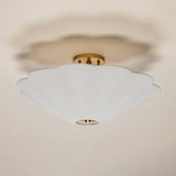 Liza Linen Semi-Flush Mount, White and Aged Brass