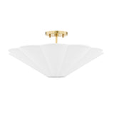 Liza Linen Semi-Flush Mount, White and Aged Brass