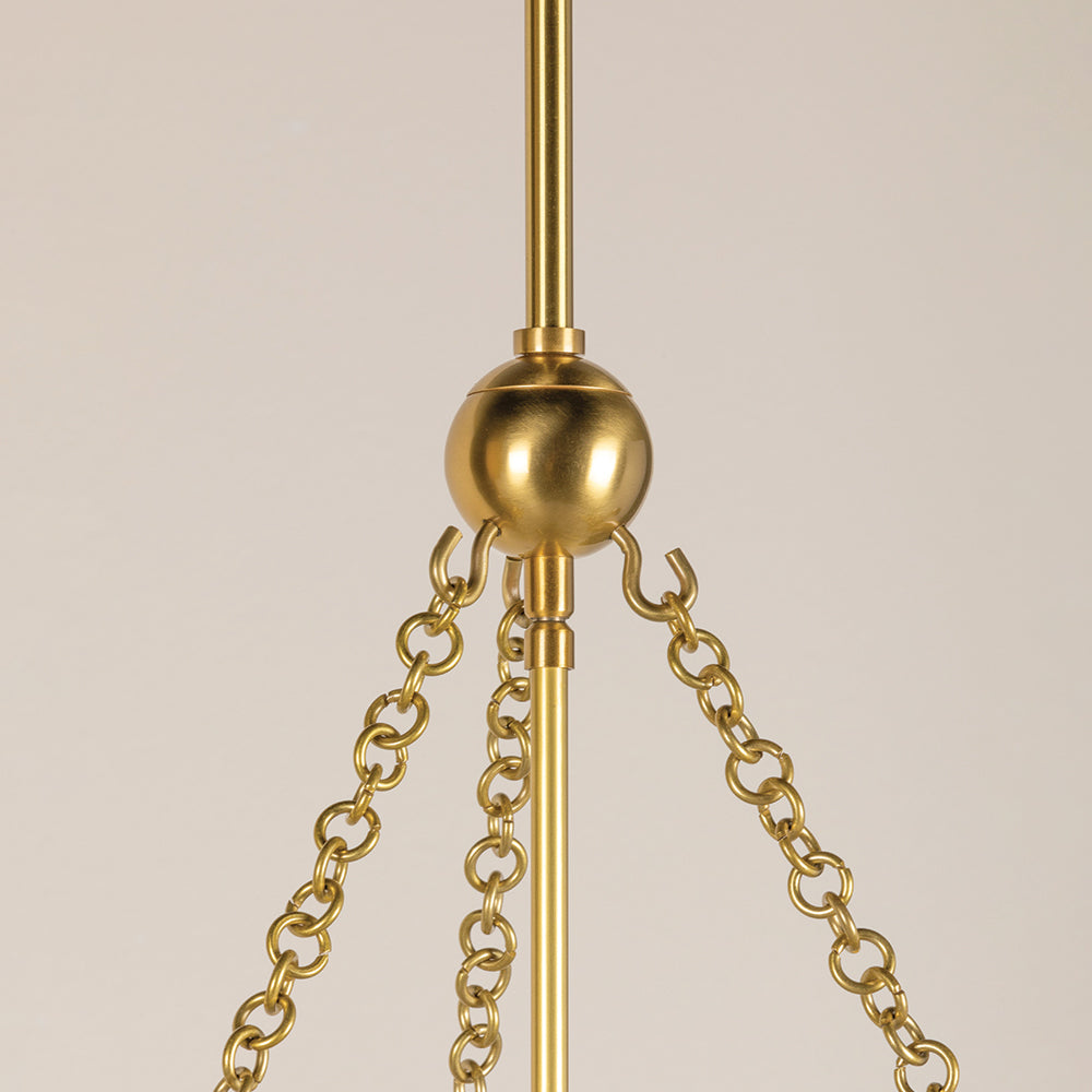 Liza Linen Pendant Light, White and Aged Brass
