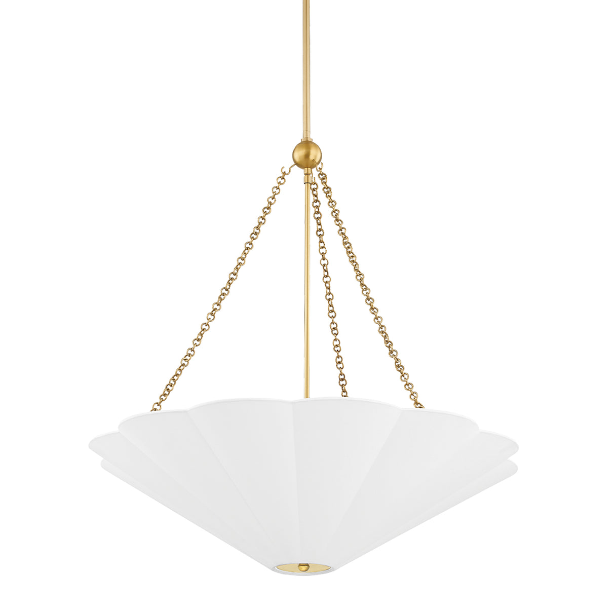 Liza Linen Pendant Light, White and Aged Brass