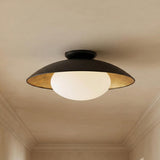 Vera Flush Mount, Large 21", Black and Gold Leaf