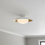 Vera Flush Mount, Large 21", White and Gold Leaf