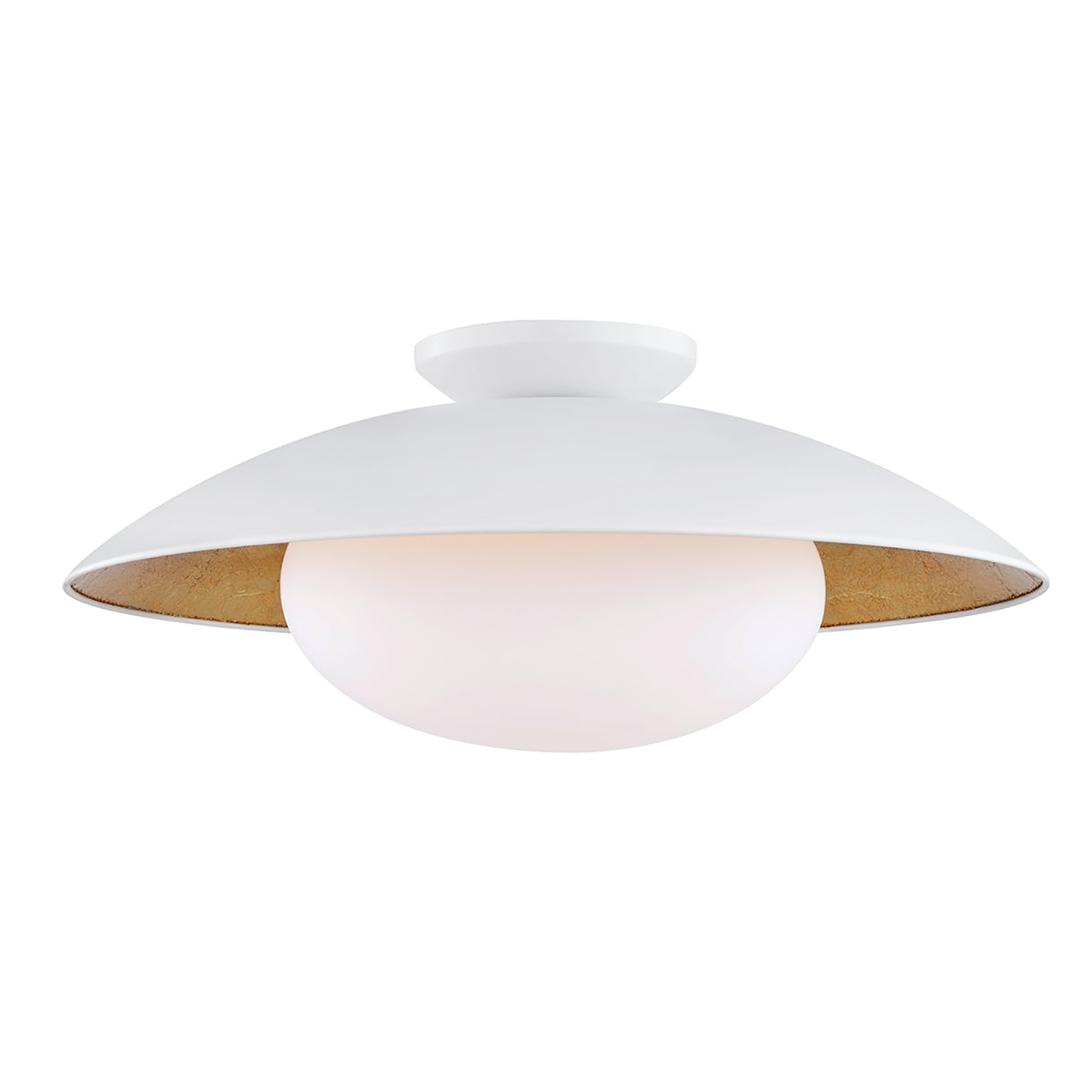 Vera Flush Mount, Large, White and Gold Leaf