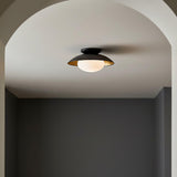 Vera Flush Mount, Medium 14", Black and Gold Leaf