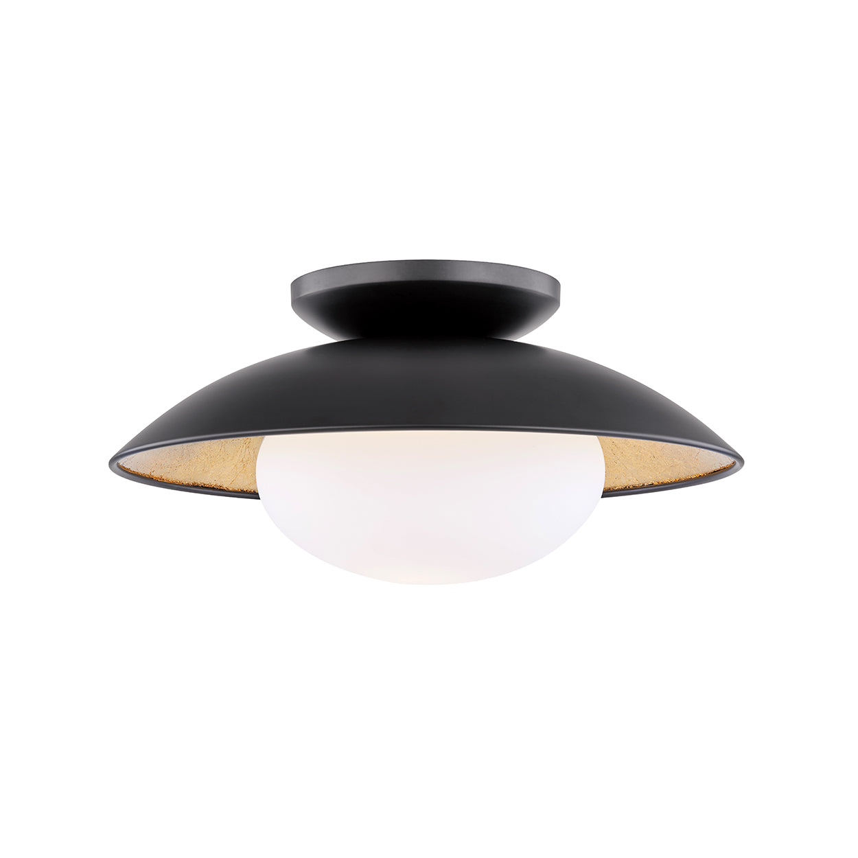Vera Flush Mount, Medium, Black and Gold Leaf