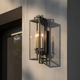 Everett Outdoor Wall Light, Medium, Forged Iron Black for Modern Farmhouse home with Gray Siding