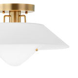Rey Medium Semi-Flush Mount 16", White and Patina Brass