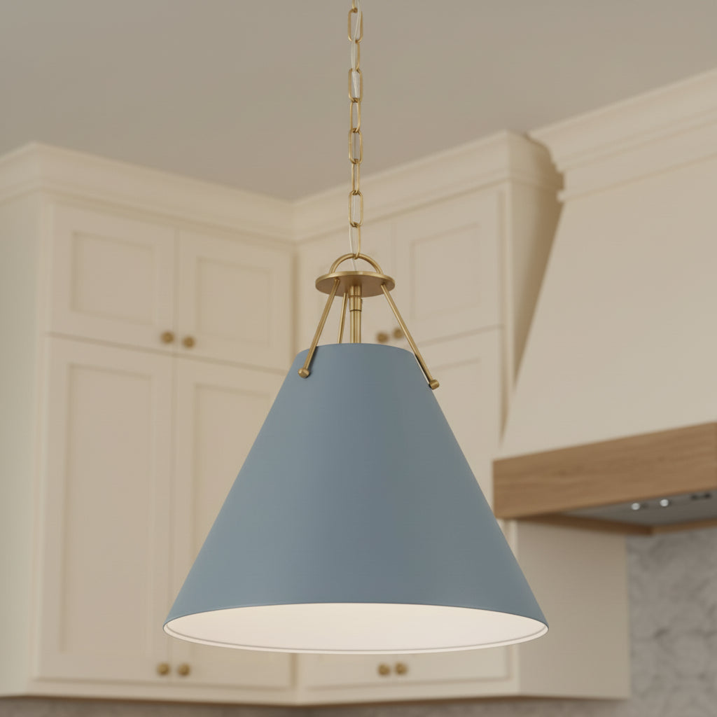 Bowie Medium Metal Pendant 16" for Modern Farmhouse home with Cream Shiplap