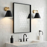 Bowie Wall Sconce, Matte Black and Brass