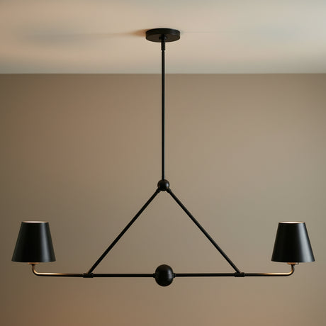 Banks 2 Shade Linear Pendant 42", Matte Black for Modern home with Black Siding