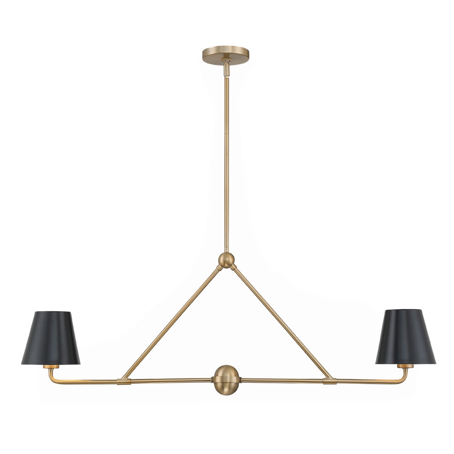 ライト・ランタン nerudesignworks bank shade Banks 2 Shade Linear Pendant 42” wide, Brass and matte Black Metal