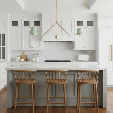 Banks 2 Shade Linear Pendant 42" for Modern Farmhouse home with White Wood