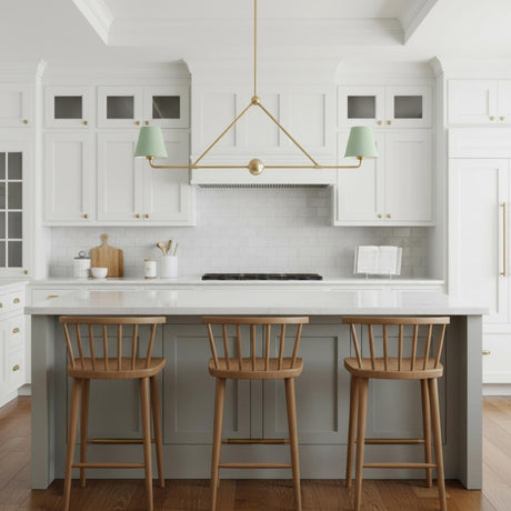 Banks 2 Shade Linear Pendant 42", Sage Green and Brass