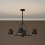 Banks 4 Light Chandelier 32", Matte Black for Modern home with Black accents