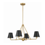 Banks 4 Light Linear Chandelier 32”, Matte Black and Brass