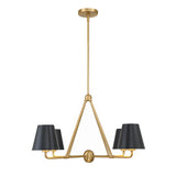 Banks 4 Light Linear Chandelier 32”, Matte Black and Brass