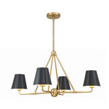 Banks 4 Light Linear Chandelier 32”, Matte Black and Brass