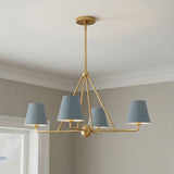 Banks 4 Light Chandelier 32" for Modern home with Blue Shiplap