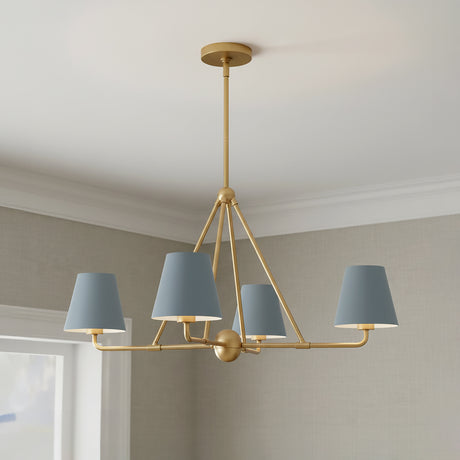 Banks 4 Light Chandelier 32" for Modern home with Blue Shiplap