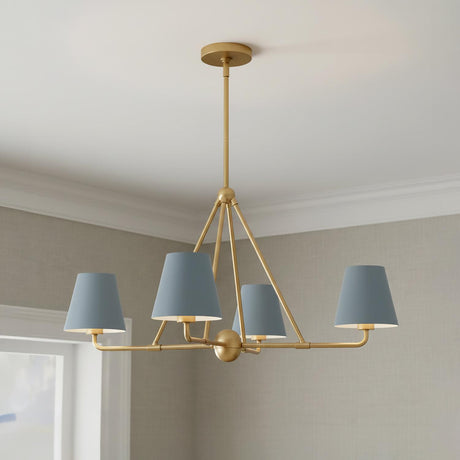 Banks 4 Light Chandelier 32" for Modern home with Blue Shiplap