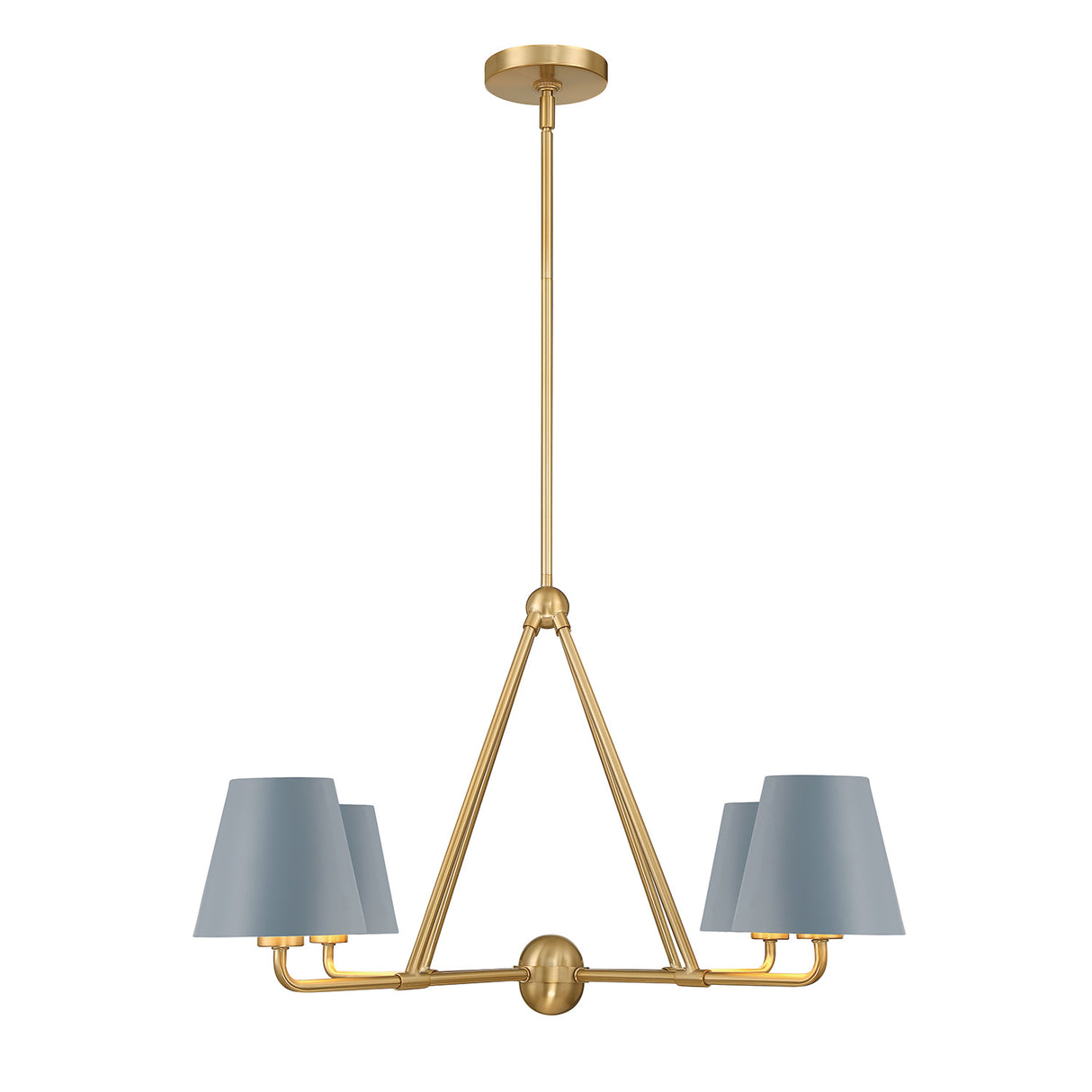 Banks 4 Light Linear Chandelier 32”, French Blue and Brass